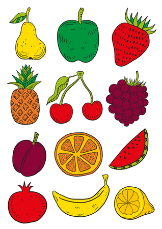 Hand Drawn Fruitsのイラスト素材