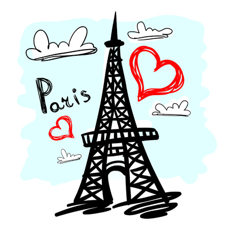 Hand drawn Eiffel towerのイラスト素材