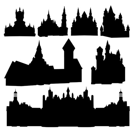 Set of castles silhouettesのイラスト素材