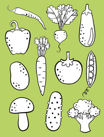 Set of hand-drawn vegetablesのイラスト素材
