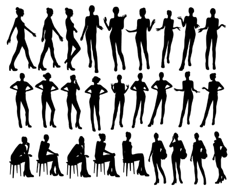 Gesturing woman silhouettesのイラスト素材