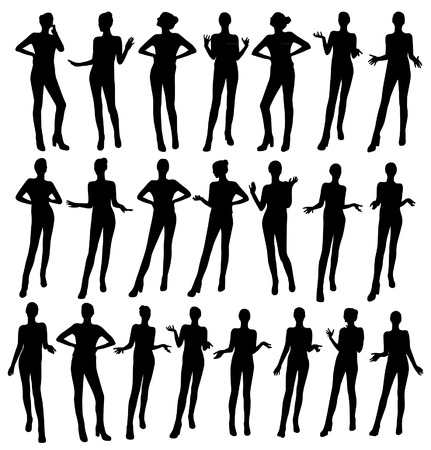 Gesturing woman silhouettesのイラスト素材