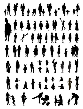 Vector set of children silhouettesのイラスト素材