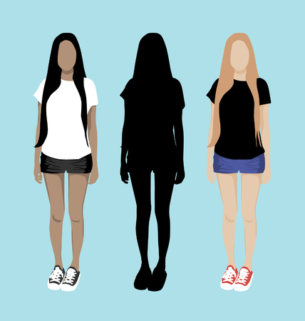 Set of girl silhouettesのイラスト素材