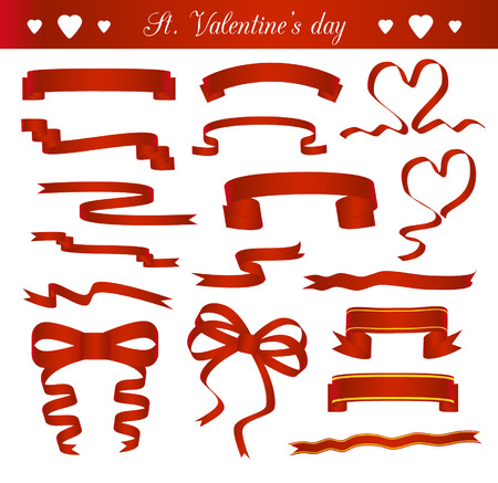 Vector set of red ribbonsのイラスト素材