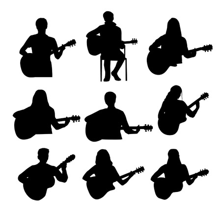 Guitarists vector silhouettesのイラスト素材