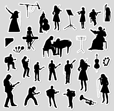 Vector musicians silhouettesのイラスト素材