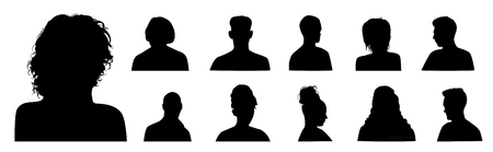 Head silhouettes profile icons Vector illustration.のイラスト素材