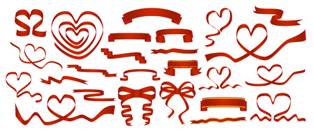set of red ribbons Vector illustration.のイラスト素材
