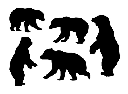 Collection of the Bear Silhouettes. Vector Setのイラスト素材