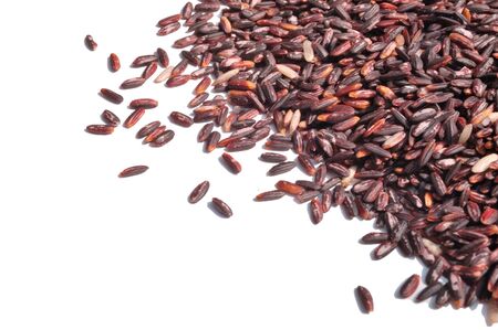 Black rice isolated on white background, side viewの写真素材