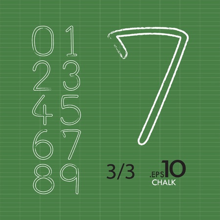 3-3 Set of Chalk Vector Numbers 0-9 Editableのイラスト素材