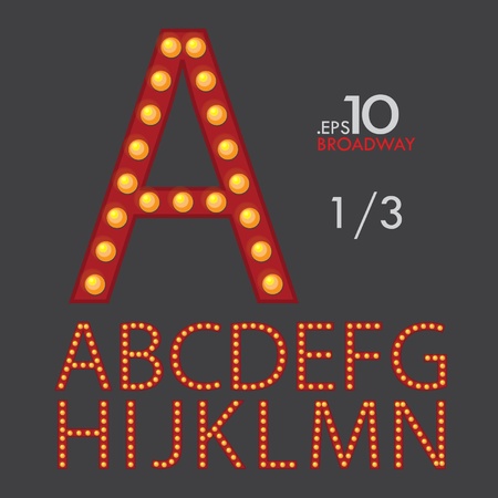 1-3 Set of Broadway Vector Alphabet A-N Editableのイラスト素材
