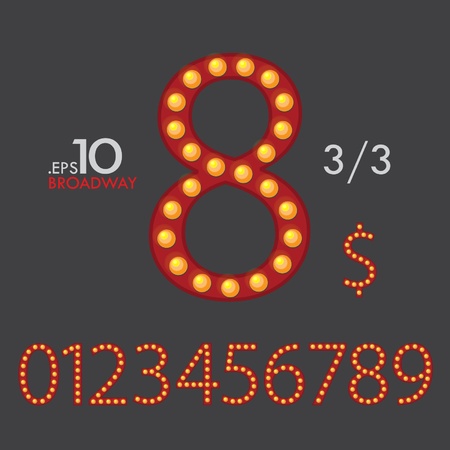 3-3 Set of Broadway Vector Numbers 0-9 Editableのイラスト素材