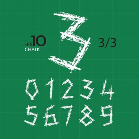 3-3 Set of Chalk Vector Numbers 0-9 Editable  TYPE 2 のイラスト素材
