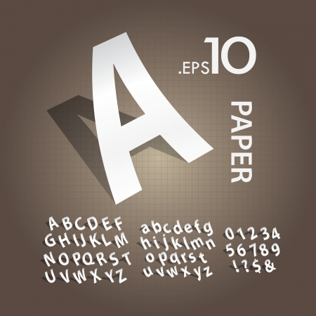 White Paper Alphabet and Numbers Vectorのイラスト素材
