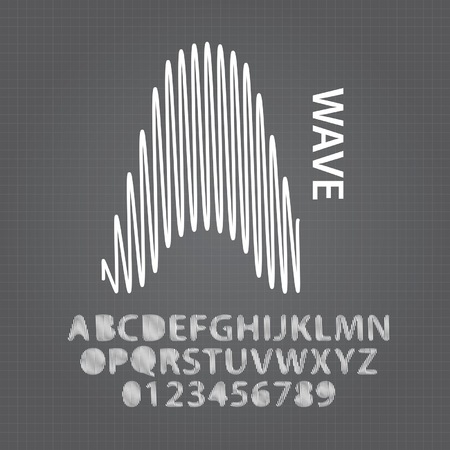 Abstract Wave Alphabet and Numbers Vectorのイラスト素材