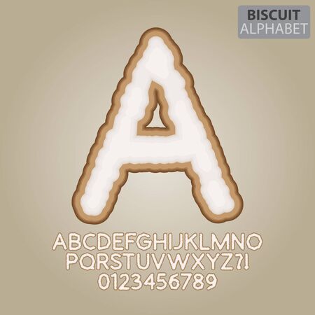 Brown Biscuit Alphabet and Numbersのイラスト素材
