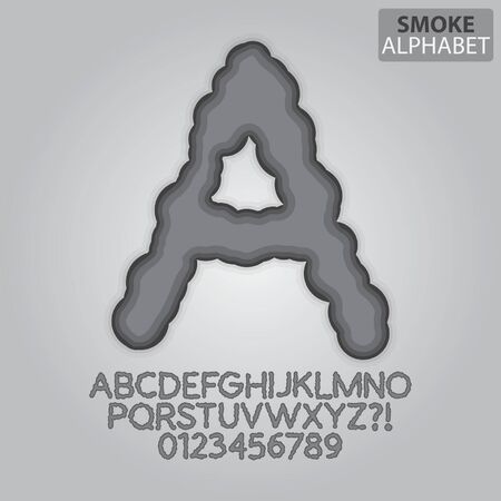 Cloud Smoke Alphabet and Numbers Vectorのイラスト素材