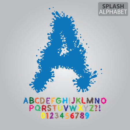 Colorful Splash Alphabet and Numbers Vectorのイラスト素材