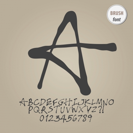 Abstract Brush Alphabet and Digit Vectorのイラスト素材