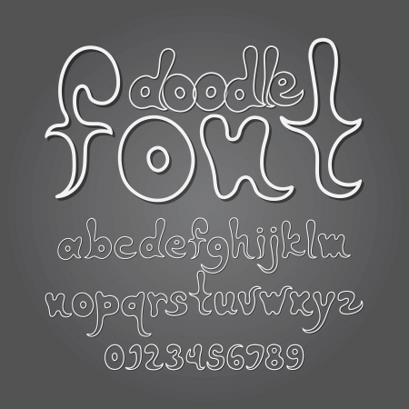Abstract Doodle Alphabet and Digit Vector のイラスト素材