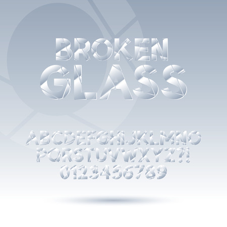Abstract Broken Glass Font and Numbers, Editable for any のイラスト素材