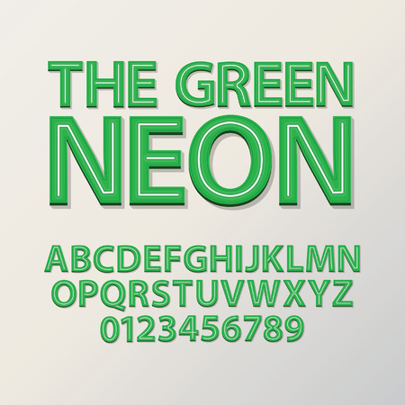Abstract Green Neon Font and Numbersのイラスト素材
