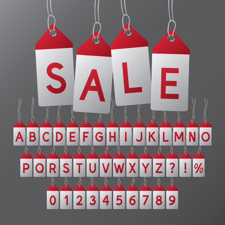 Abstract Sale Tag Font and Numbersのイラスト素材