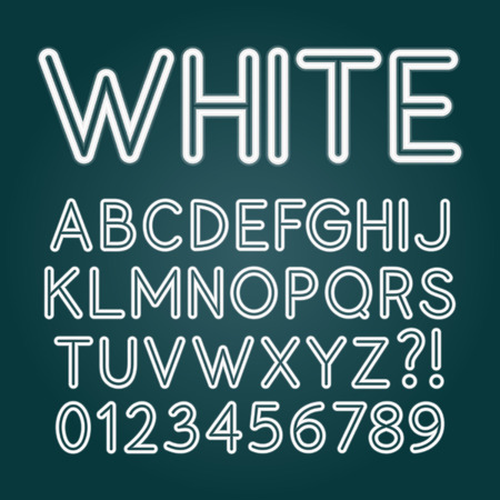 White Neon Tube Alphabet and Numbersのイラスト素材