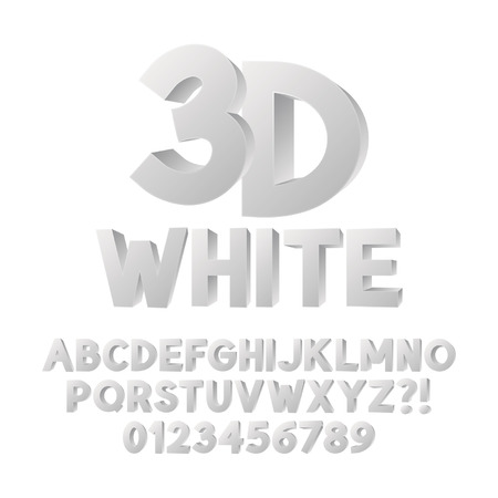 Abstract White 3D Plastic Alphabet and Numbersのイラスト素材