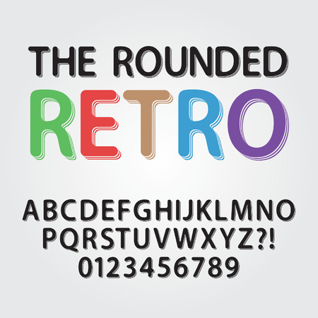Abstract Rounded Retro Line 3D Alphabet And Numbersのイラスト素材