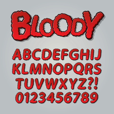 Bloody Comic Pop Art Alphabet and Numbers,のイラスト素材