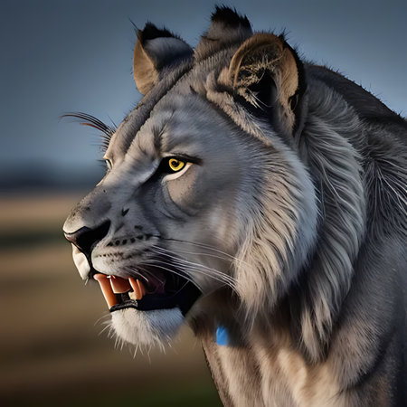 Portrait of a lioness in the wild, 3d renderの素材