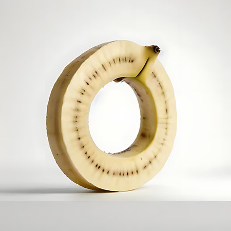 Banana on white background. 3D rendered illustration of banana.の素材