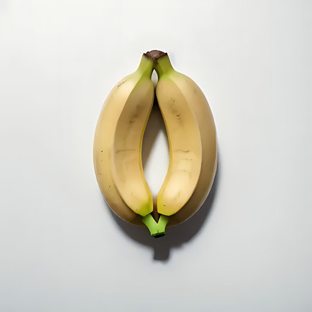 Banana on a white background. Flat lay, top view.の素材