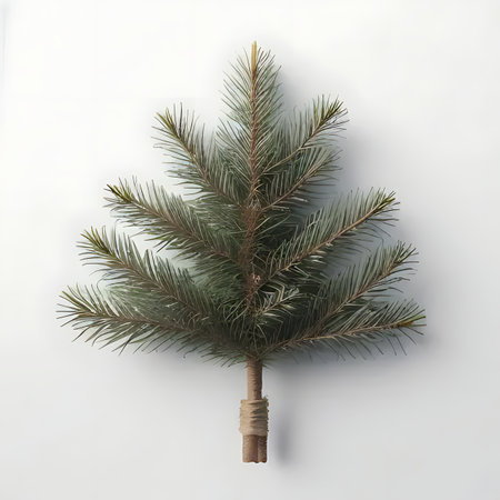 Pine tree on a white background. 3d render illustration.の素材