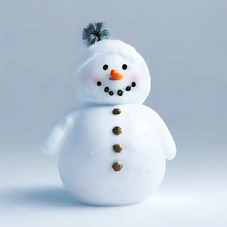 Snowman on white background. 3d render. Christmas concept.の素材