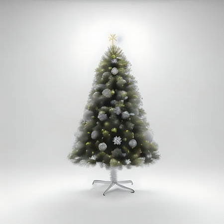 Decorated christmas tree on white background. 3D renderingの素材