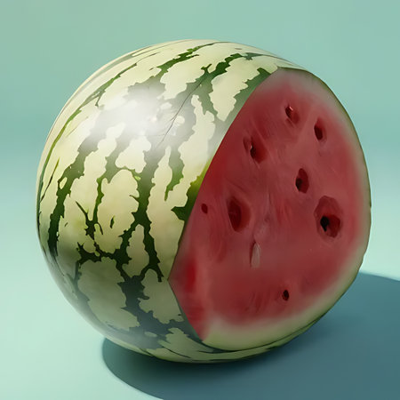 Watermelon on a blue background. 3D render. 3D illustration.の素材