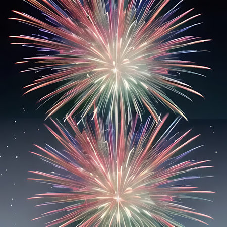 Colorful fireworks in the night sky as a background. Texture.の素材