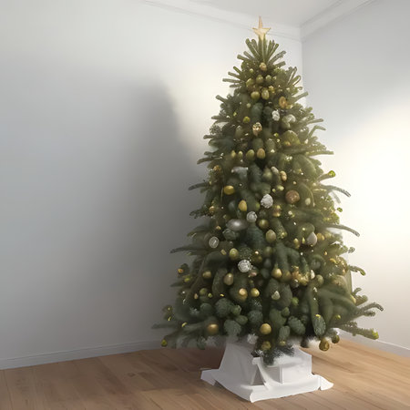 Christmas tree in the living room. 3d illustration, 3d renderの素材