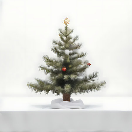 Christmas tree on a white background. 3d render. Mock upの素材