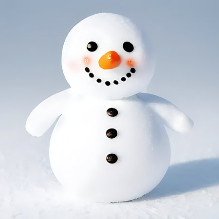 Snowman on a white background with space for text. 3d renderの素材