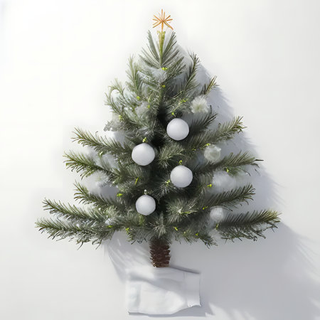 Christmas tree on white background. 3d illustration. Top view.の素材
