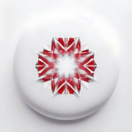 3d rendering of a white sphere with a red and white patternの素材