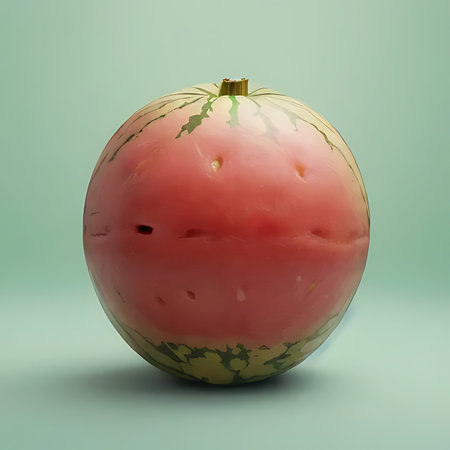 Melon with watermelon on a green background. 3d renderの素材