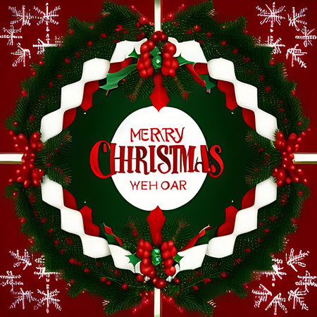 Merry Christmas and Happy New Year Greeting Card. Vector illustrationの素材