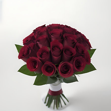 Bouquet of red roses in a vase on a white backgroundの素材
