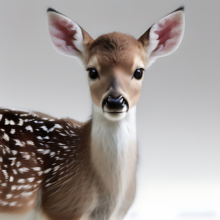 Portrait of a fawn isolated on a white background in studioの素材